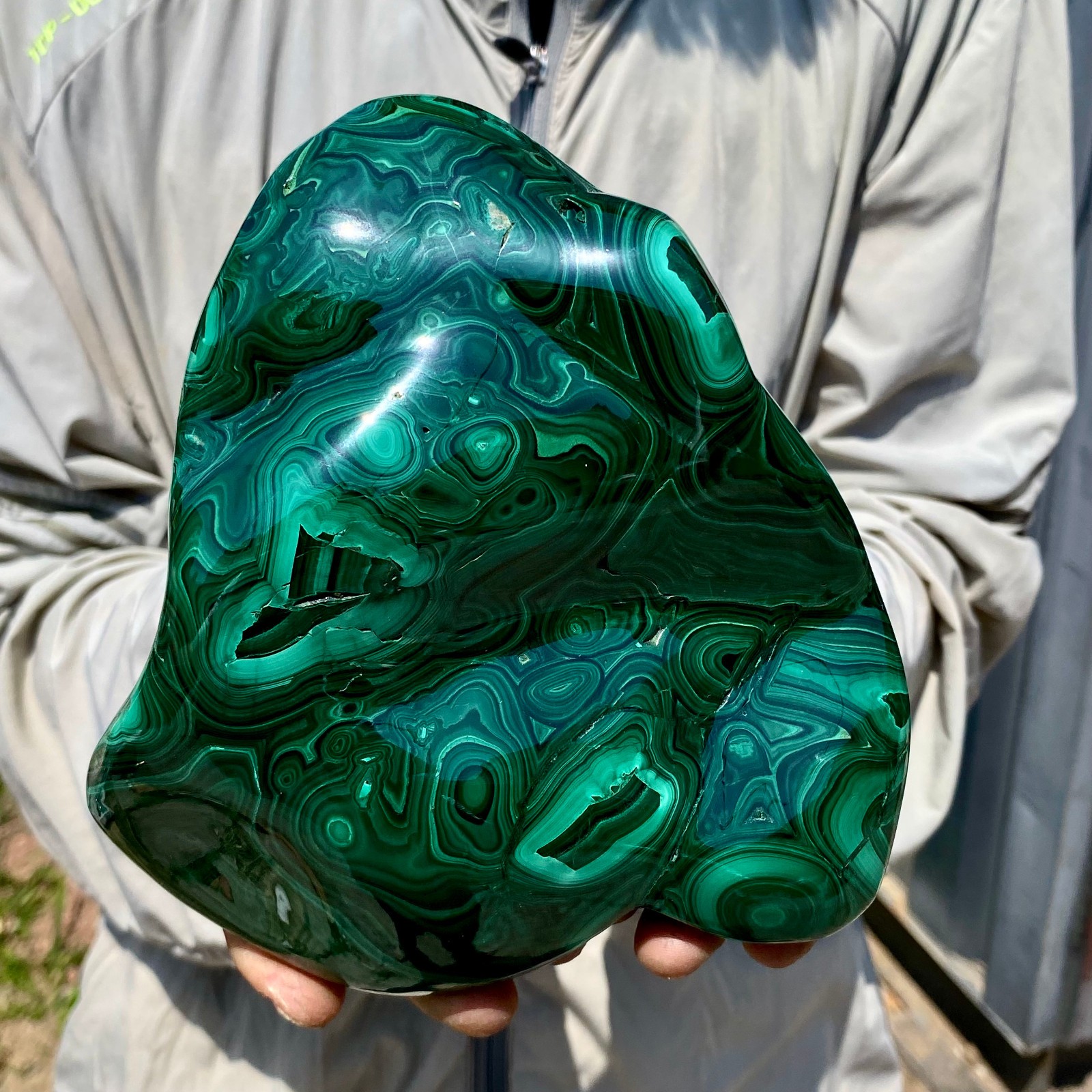 6.15LB Natural glossy Malachite transparent cluster rough mineral sample