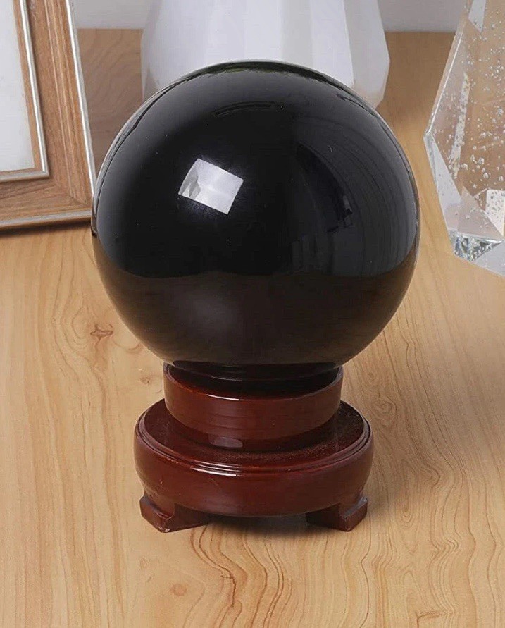 LONGWIN 120MM Color Crystal Ball Divination Glass Sphere Photo Prop Free Stand