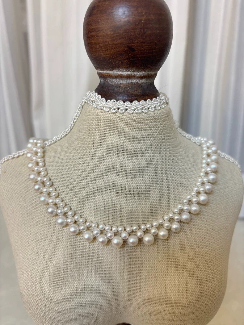Handmade Freshwater Pearl Choker, Gradient Size 3.5-6mm, 925 Silver Clasp