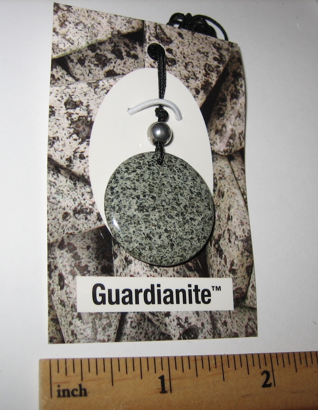 27mm POLISHED NATURAL GUARDIANITE STONE MINERAL CORDED ROUND DISC PENDANT *2