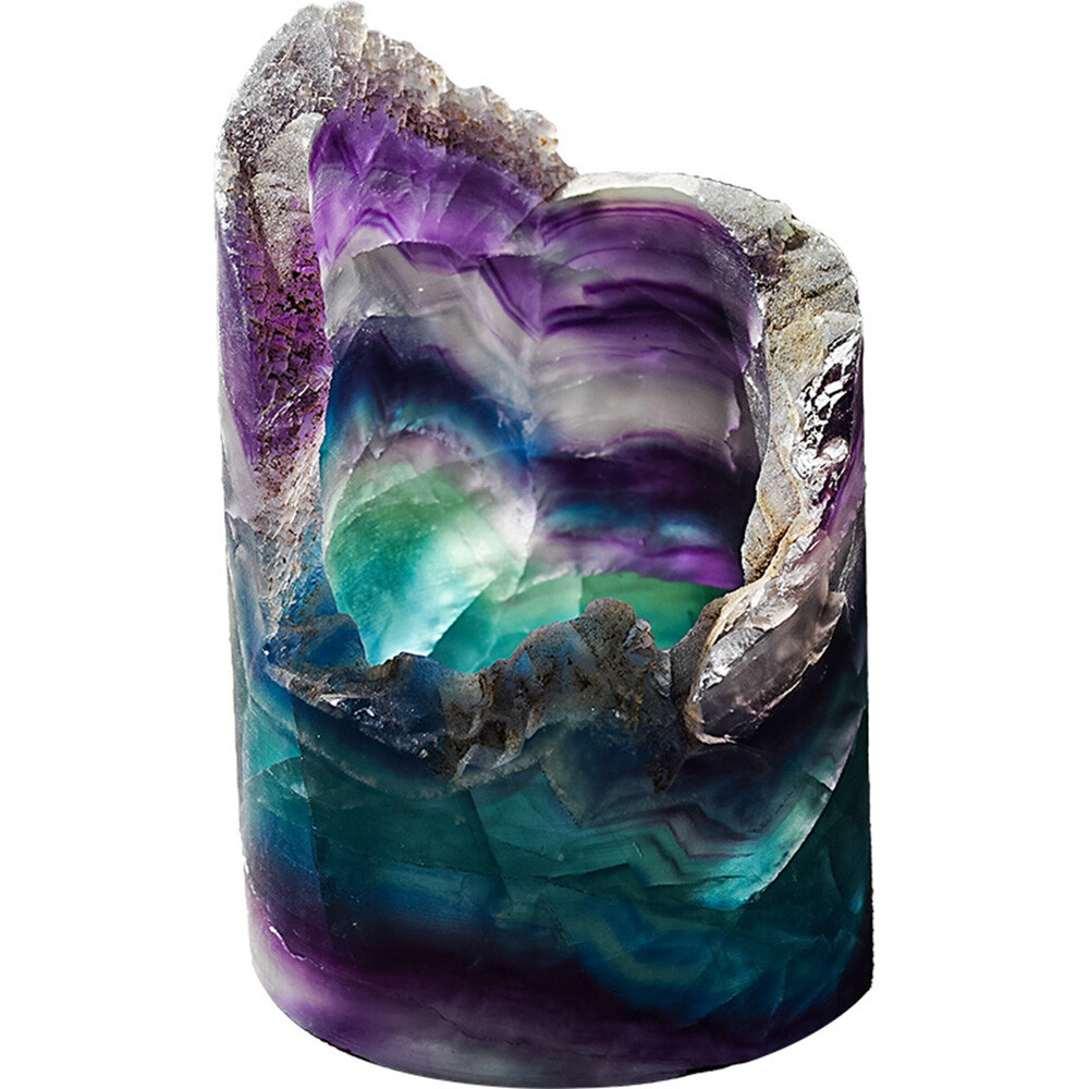 Natural Rainbow Fluorite Crystal Lamp Gemstones Decor Gift Healing Night Light