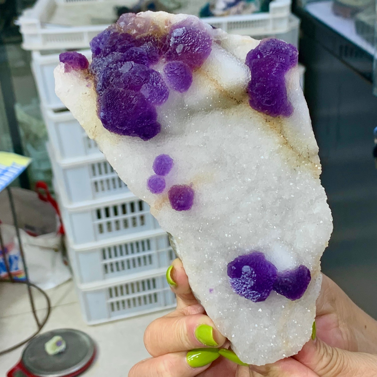 1.68LB Natural Purple fluorite spherical mineral crystal sample/Chengde, Hebei