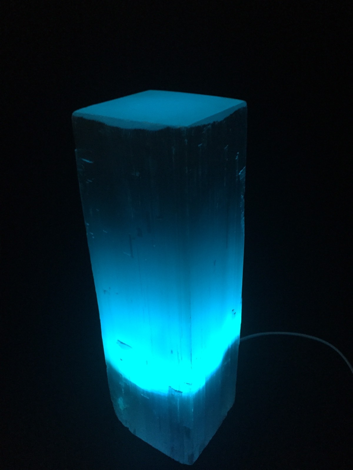 11.5″ Rectangular Selenite Lamp LED Color Selenite Tower Lamp Crystal Log Reiki.