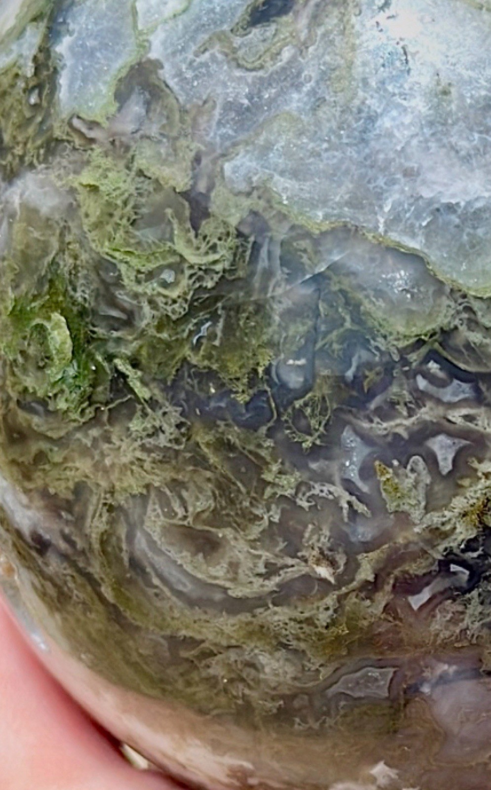 XLarge Moss Agate Sphere 4.5 lb 4” Crystal Ball Druzy Quartz Natural Green