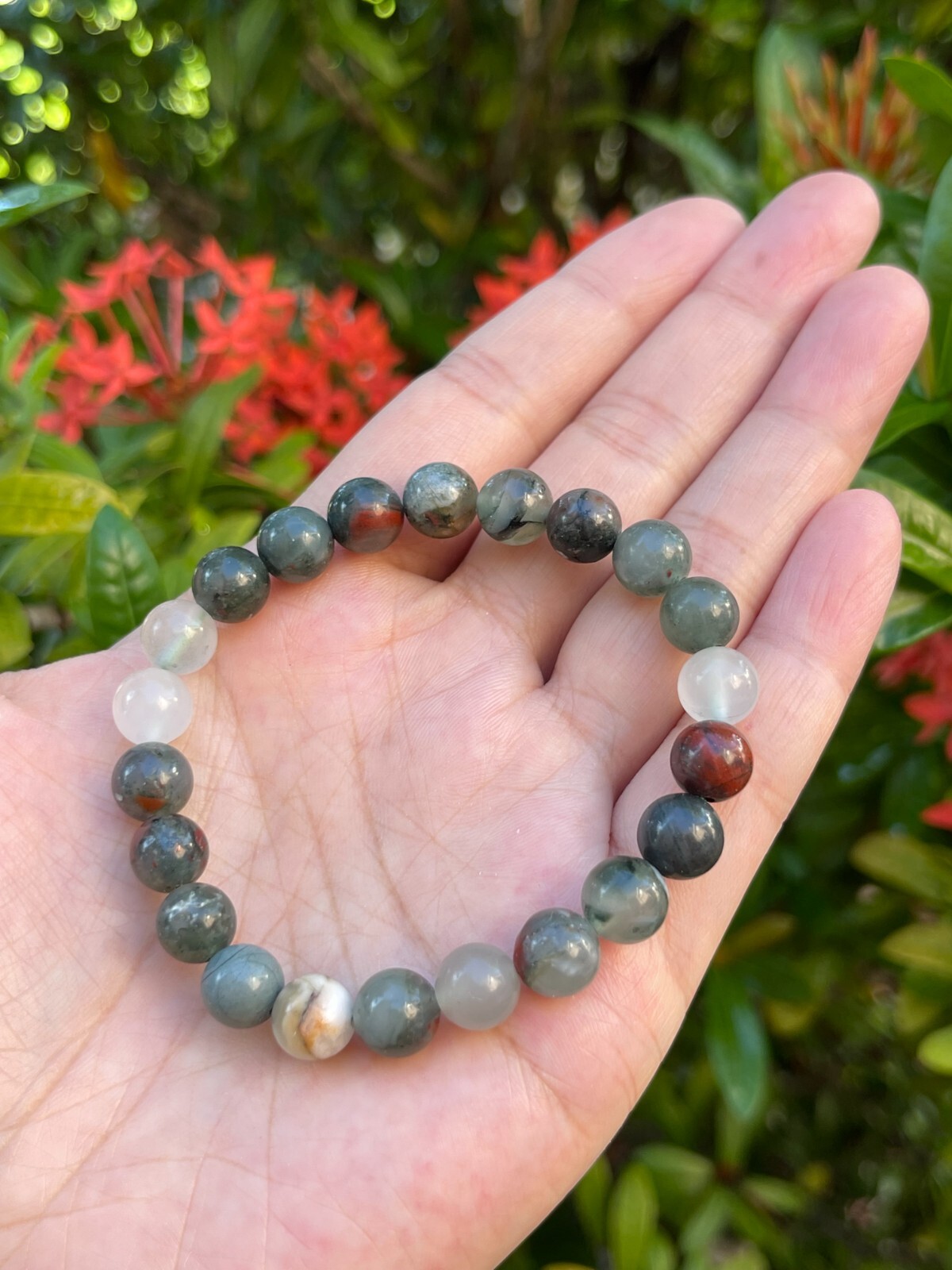 Grade A++ Bloodstone Crystal Bead Bracelet 8mm, Genuine Gemstone Bracelet