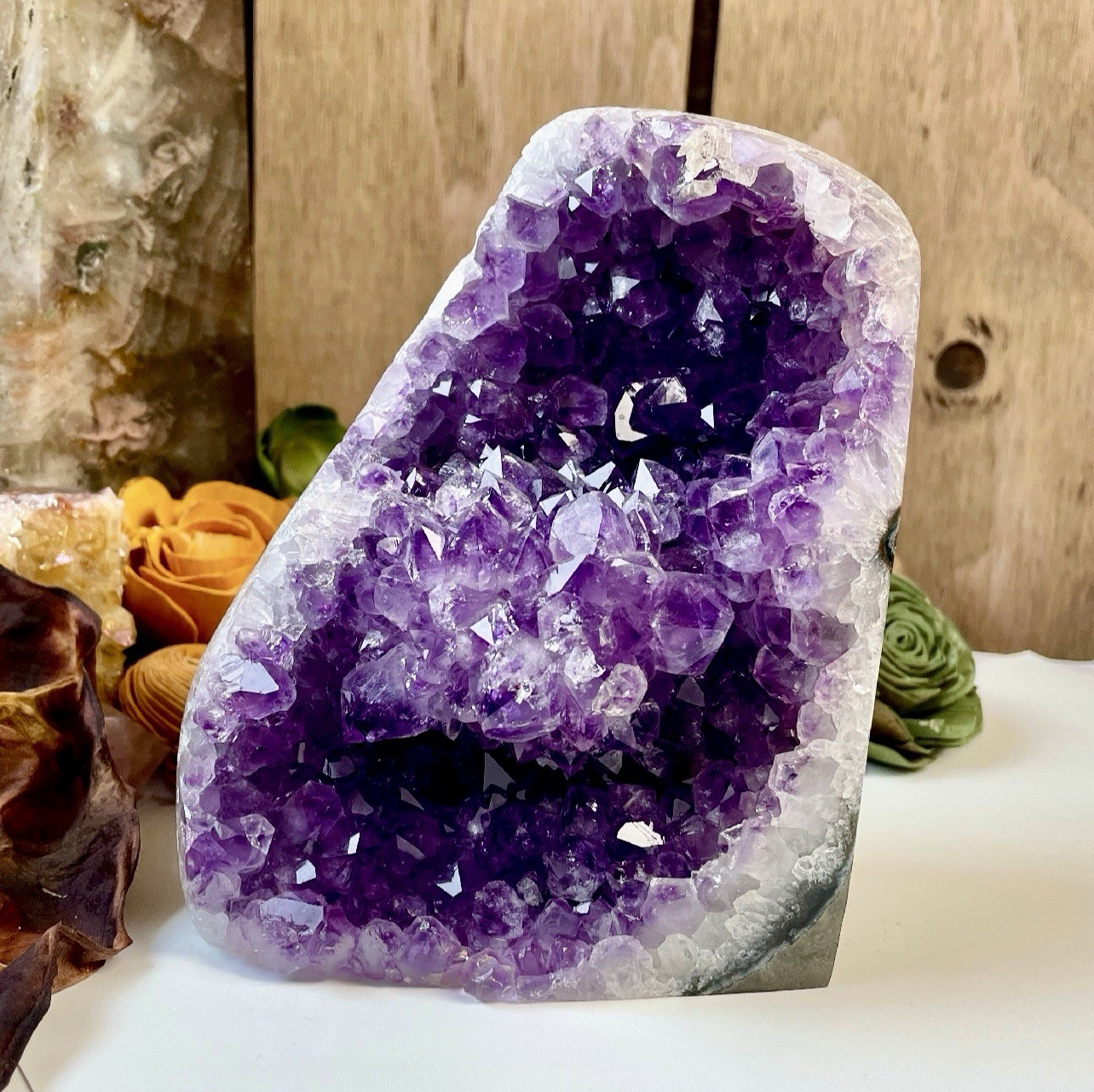 Natural Dark Purple Amethyst Druzy Geode Crystal Cluster Standing Specimen 4.5lb