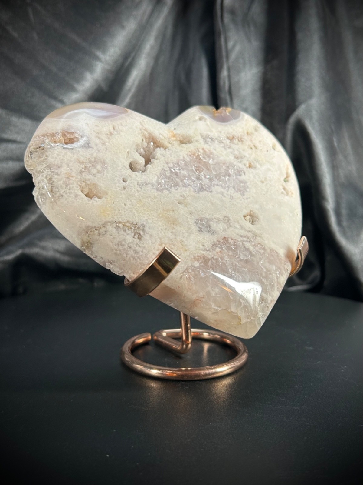 5.11″ Lovely Pink Amethyst Heart With Metal Stand 1lb 1.6oz (500 grams)