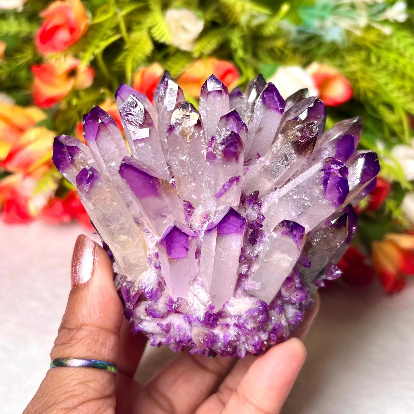 300g Purple Quartz Crystal Cluster Raw Gemstone Home Decoration Mineral Specimen