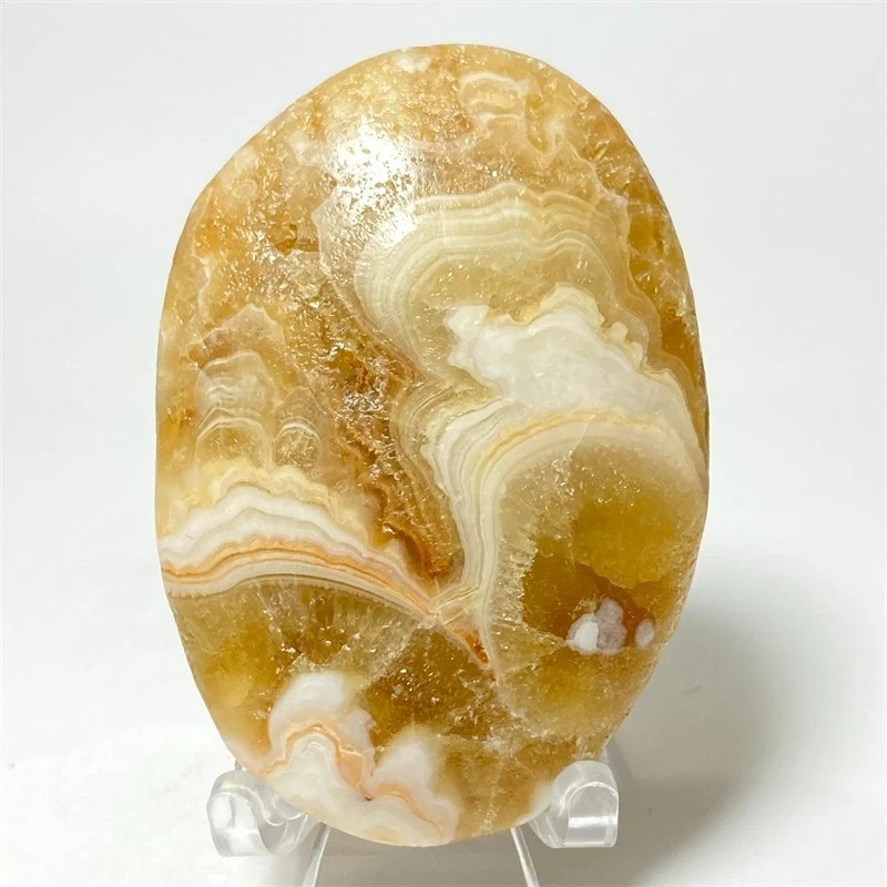 62g Natural Crystal Quartz Banded Yellow Calcite Geode Healing Stone