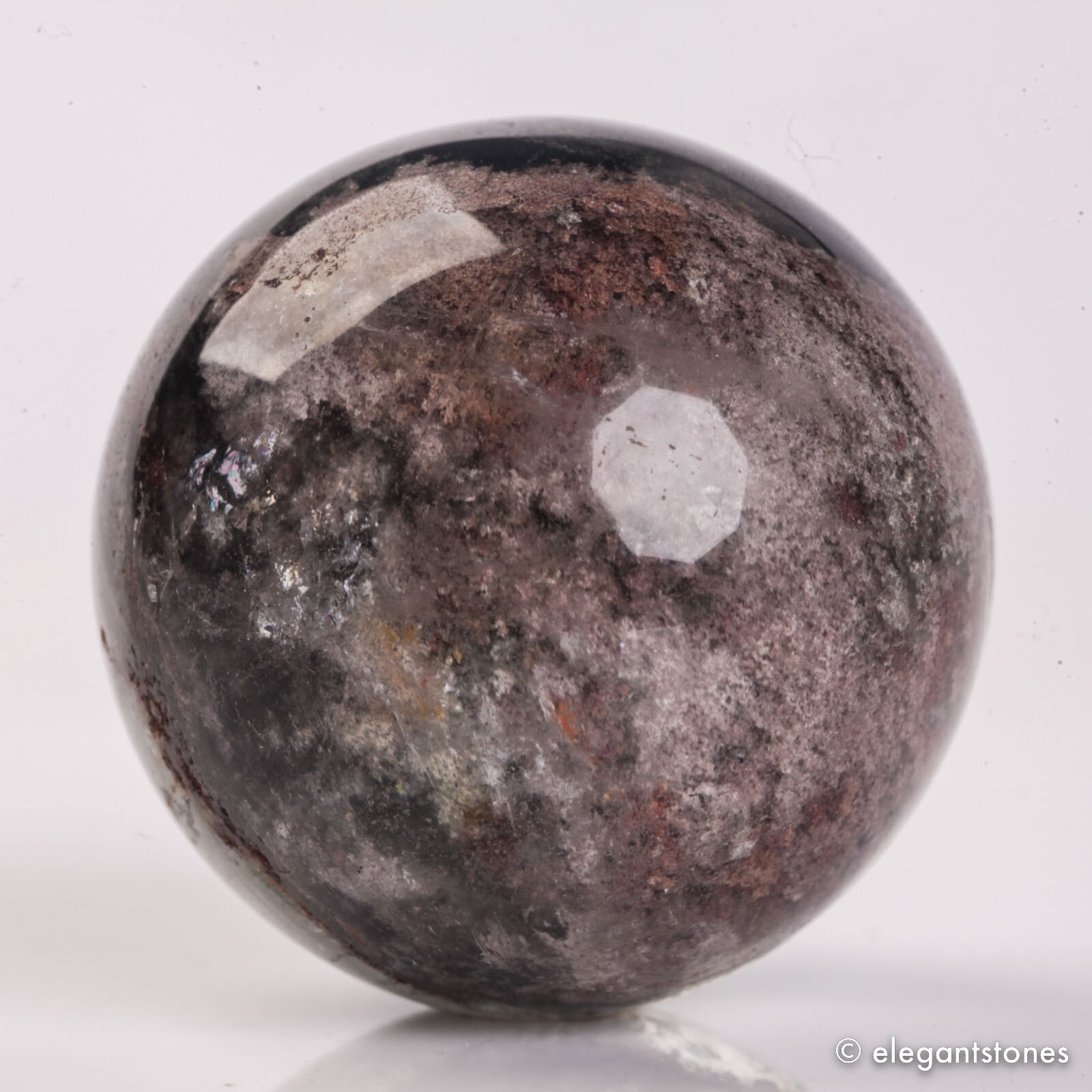 58g35mm Natural Garden/Phantom/Ghost/Lodolite Quartz Crystal Sphere Healing Ball