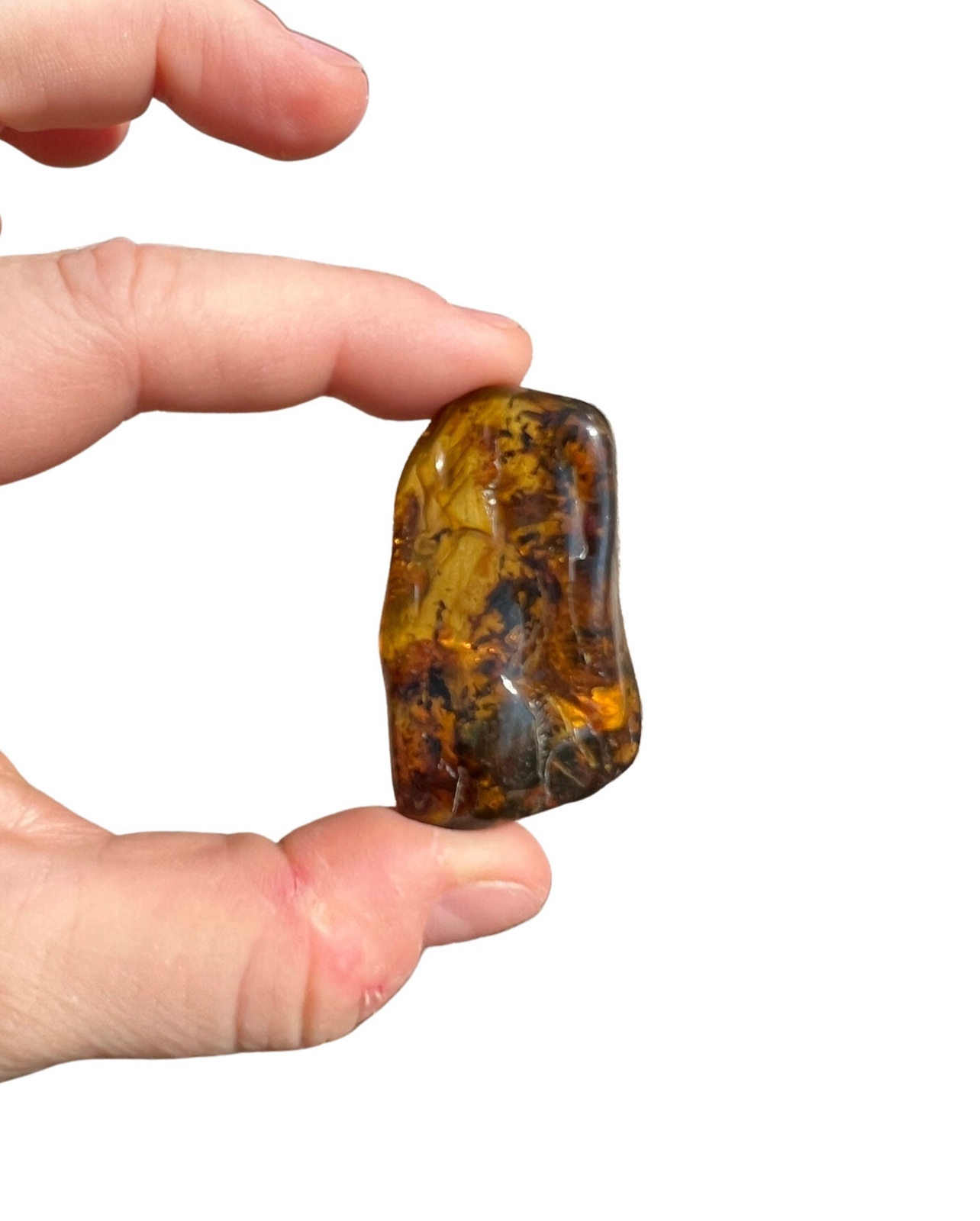 Baltic Amber Tumbled Stone, Dark Natural Baltic Amber from Indonesia