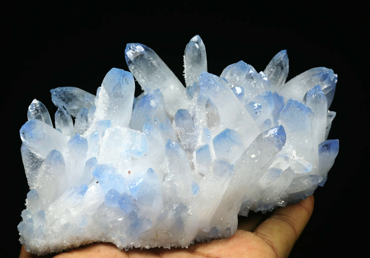 1.93lb Rare Beatiful Blue Tibetan Ghost phantom Quartz Crystal Cluster Specimen
