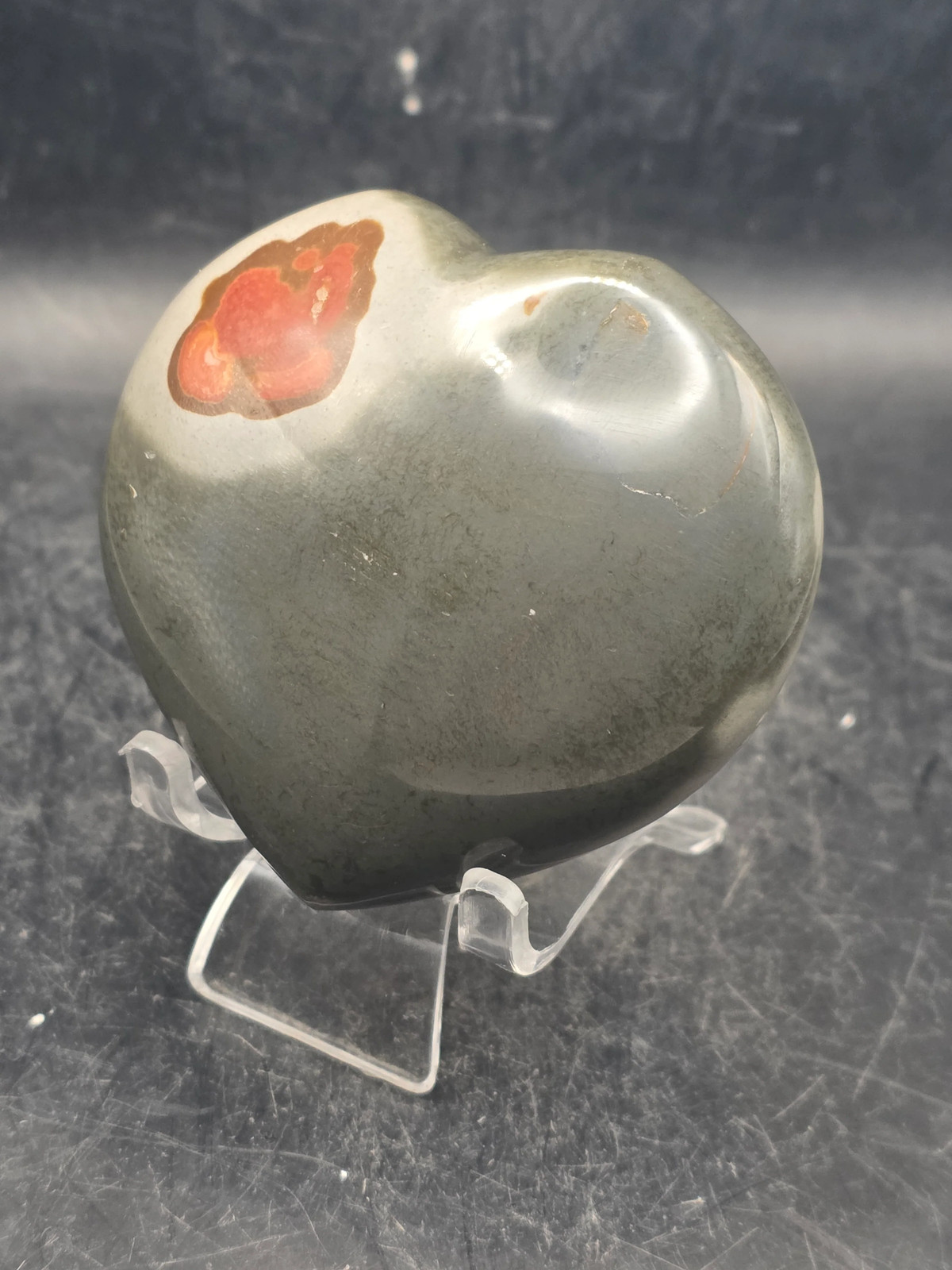 Polychrome jasper heart! 8 ounces, 2.9 inches wide, 2.7″ tall