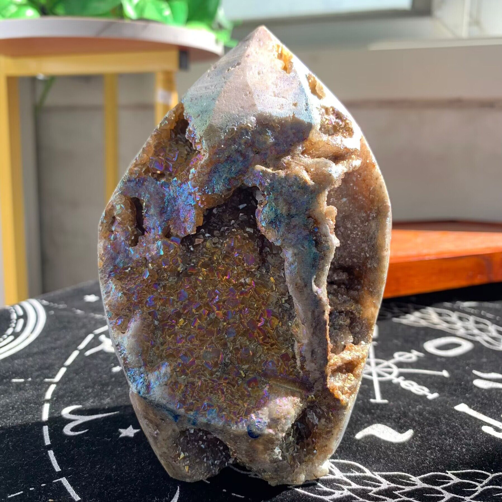 821g Angel Aura Sphalerite Freeform Point Druzy Stone Crystal Specimen Decor