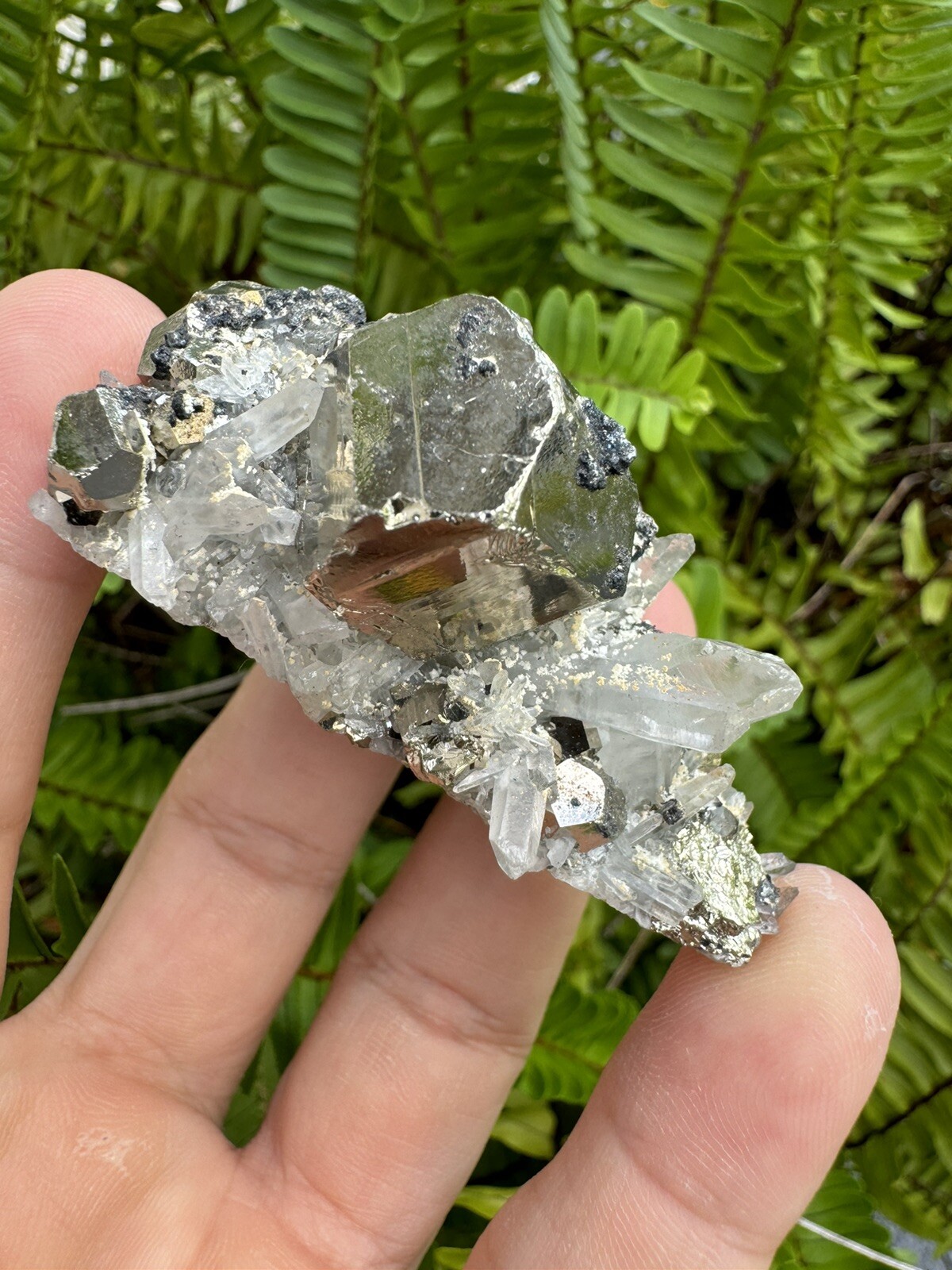 PYRITE Crystal CUBE Cluster with Little Quartz Crystals! Peru 87g