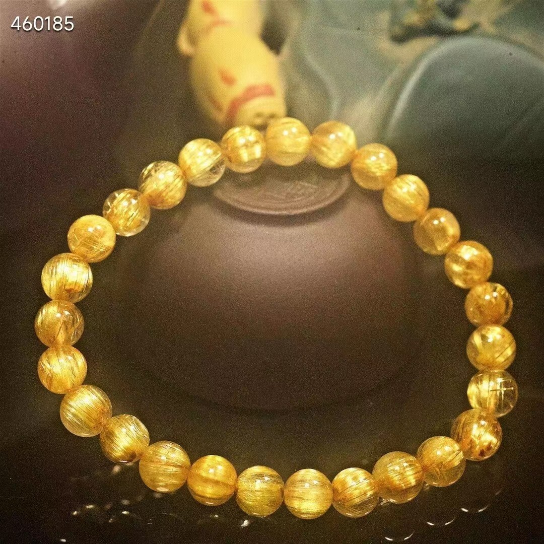 Fashion Design Natural Gold Rutilated Quartz Round Beads AAAA 7mm