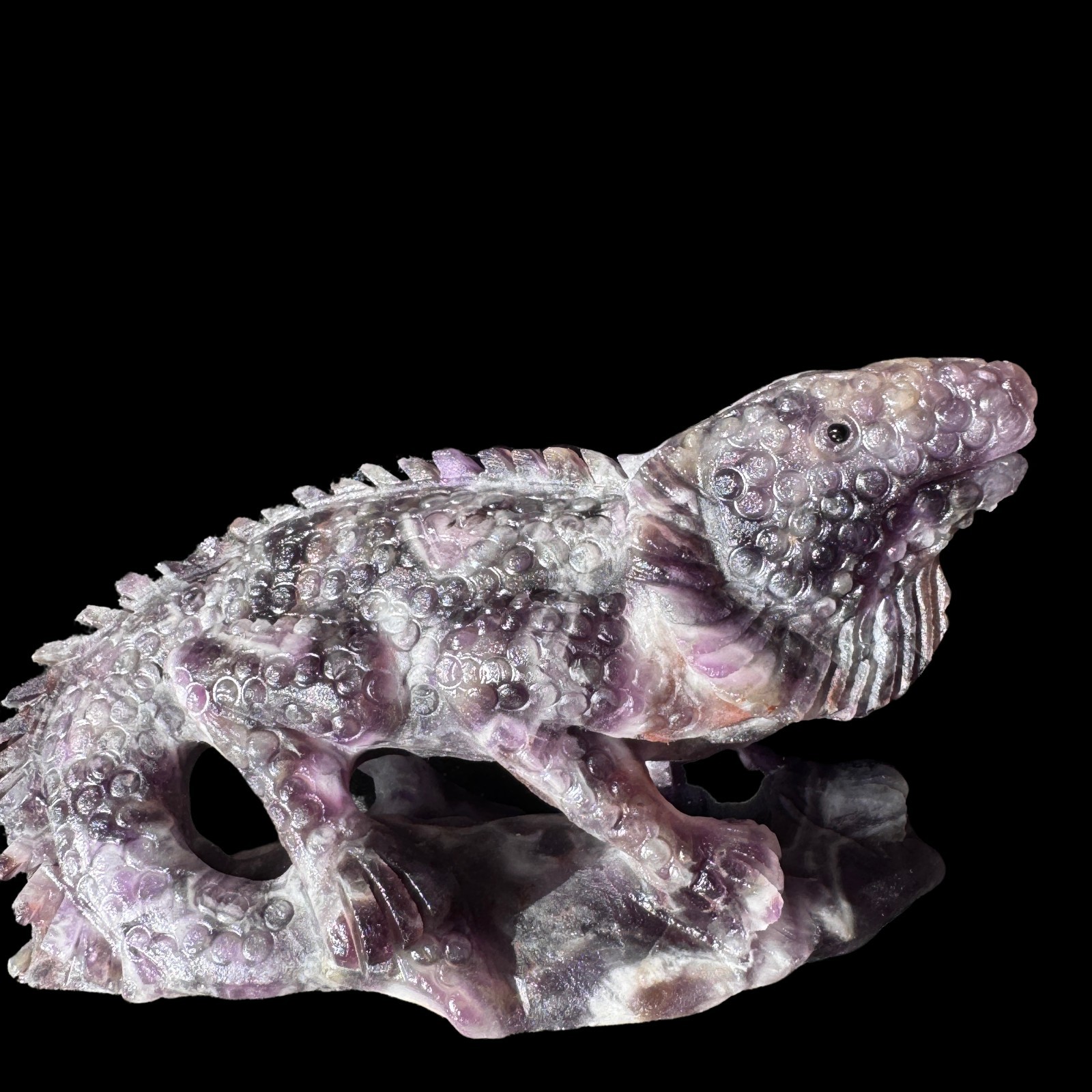 Auction: Hand Carved Dream Amethyst Lizard Sculpture – Spirit Animal, Free Shipp
