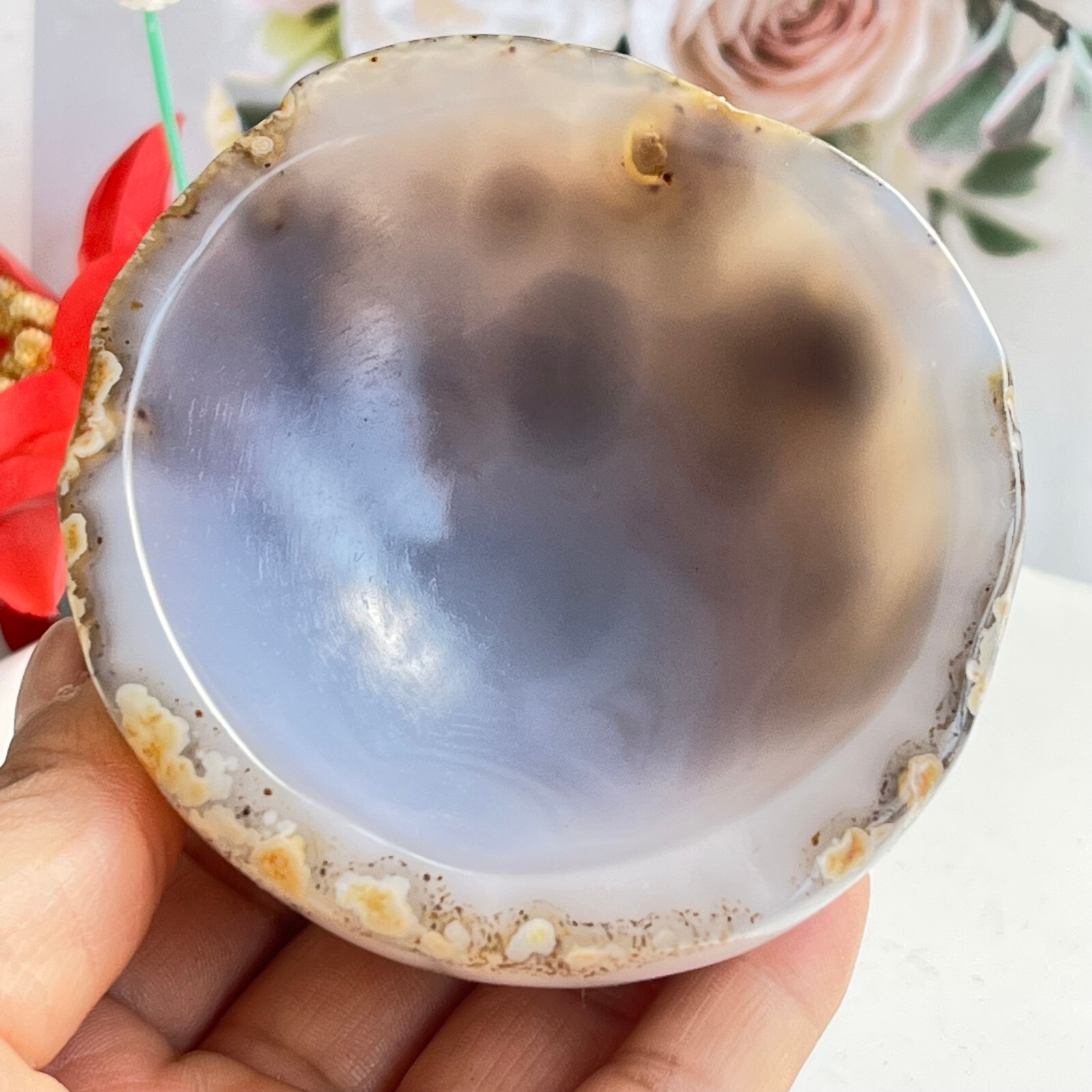 257g TOP Rare Natural Agate ashtray Polished Coin Dish Madagascar MD9