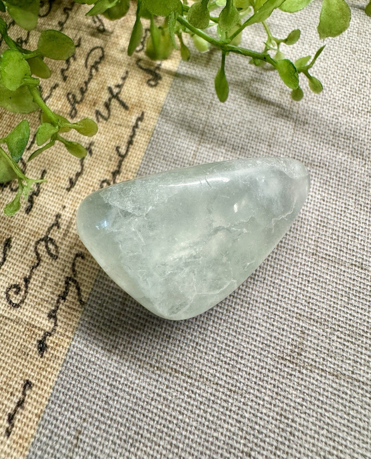 New Chunky Natural Light Green Fluorite Crystal Tumbled Pocket Stone