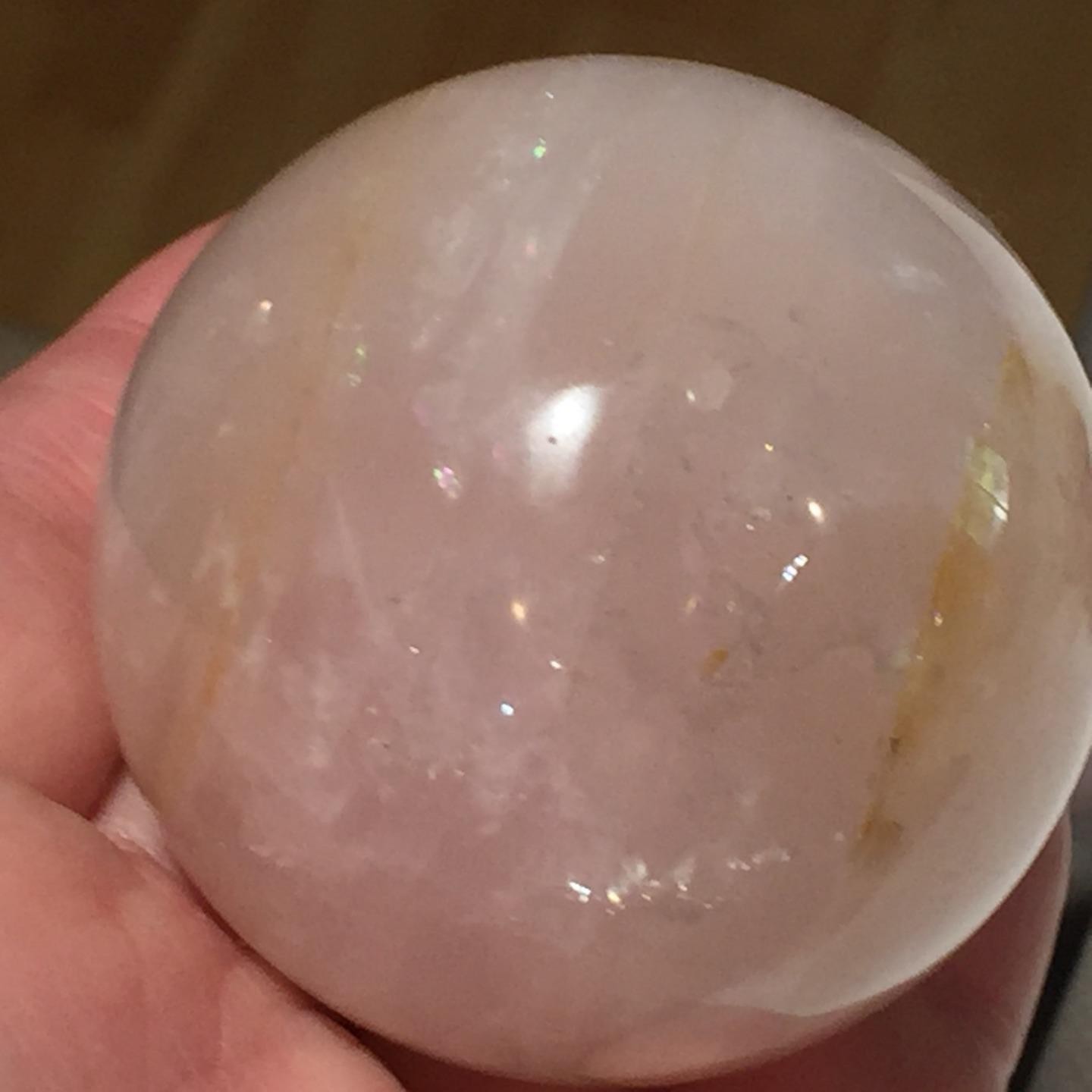 50mm Pink Rose Quartz crystal Carved Sphere Ball Realistic Healing Crystal #834
