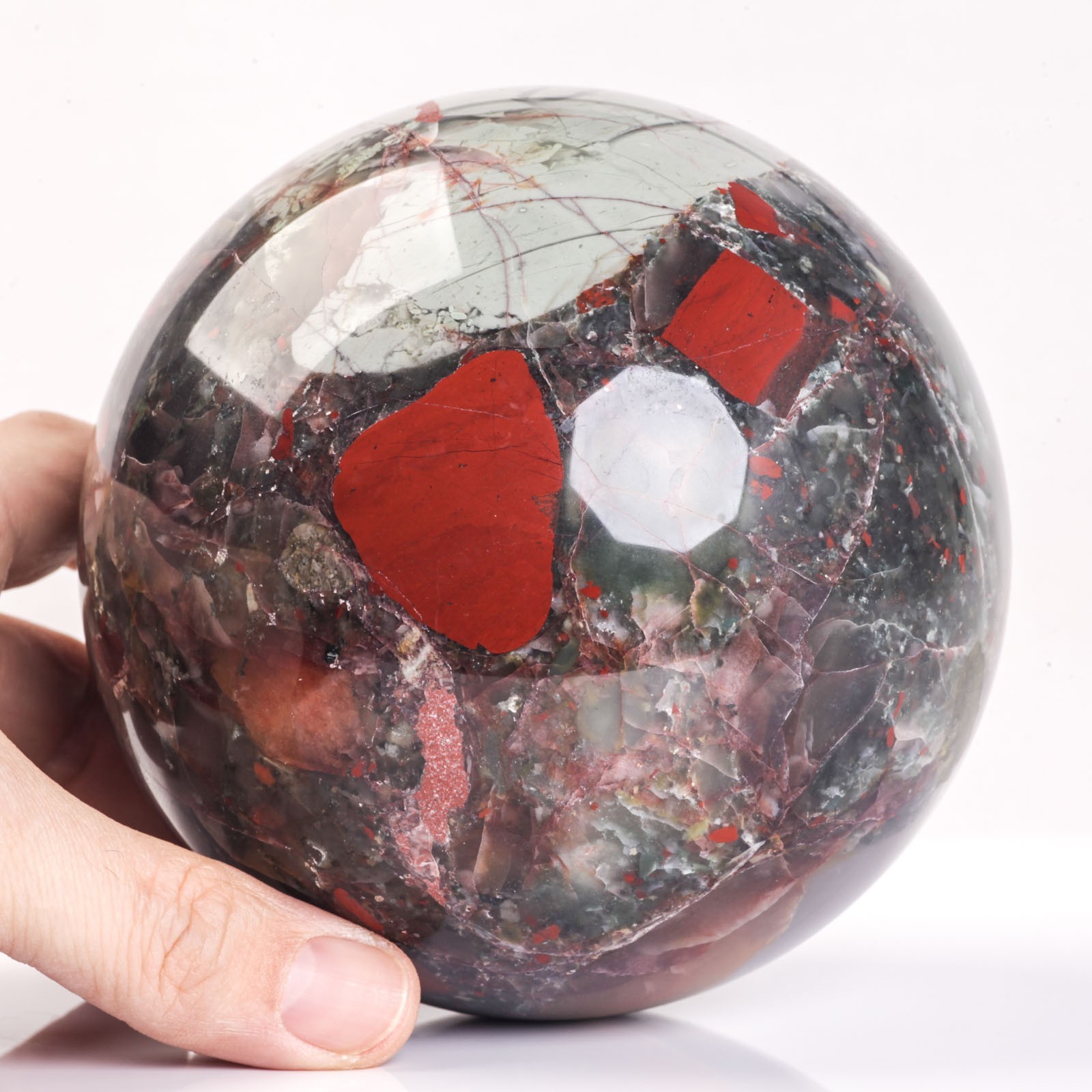 2003g 113mm Large African Bloodstone Sphere Crystal Ball Natural Quartz Healing