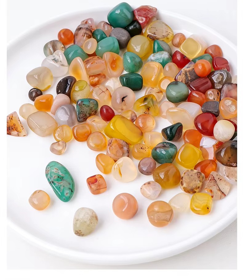 500g Natural Agate Chips 8–12mm Polished Gemstone Crystals for Decor & Craft
