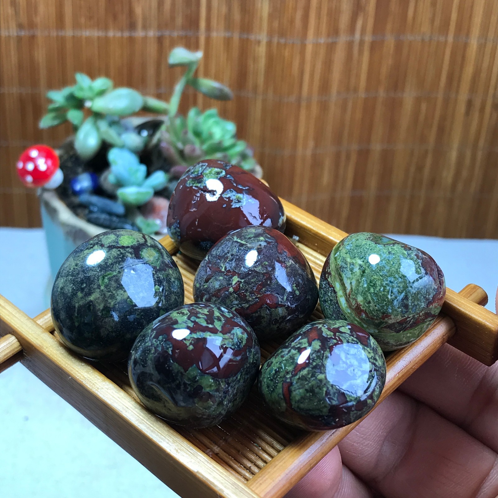 6pcs Natural Dragon blood Crystal gemstone Polish Mineral Specimen Tumbled A5305