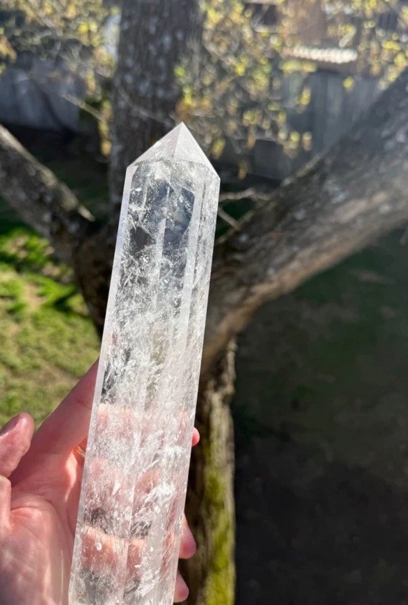9 in Tall Natural Brazilian Clear Quartz Obelisk
