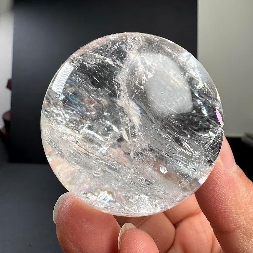 175g Natural Rainbow White Quartz Sphere Crystal Ball Reiki Decor