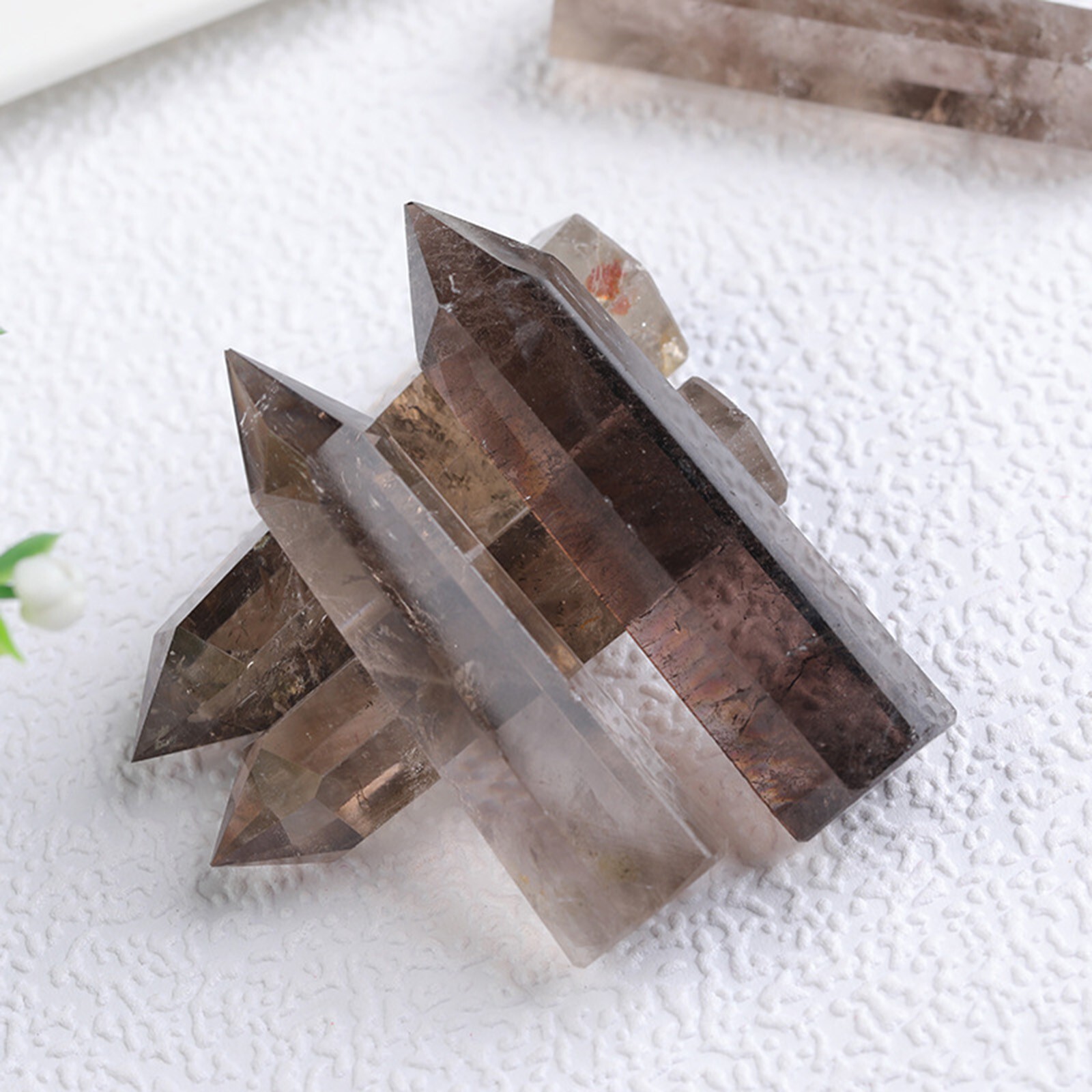 Smoky Quartz Crystal Tower Point Wand – Healing Crystal Obelisk Mineral Specimen