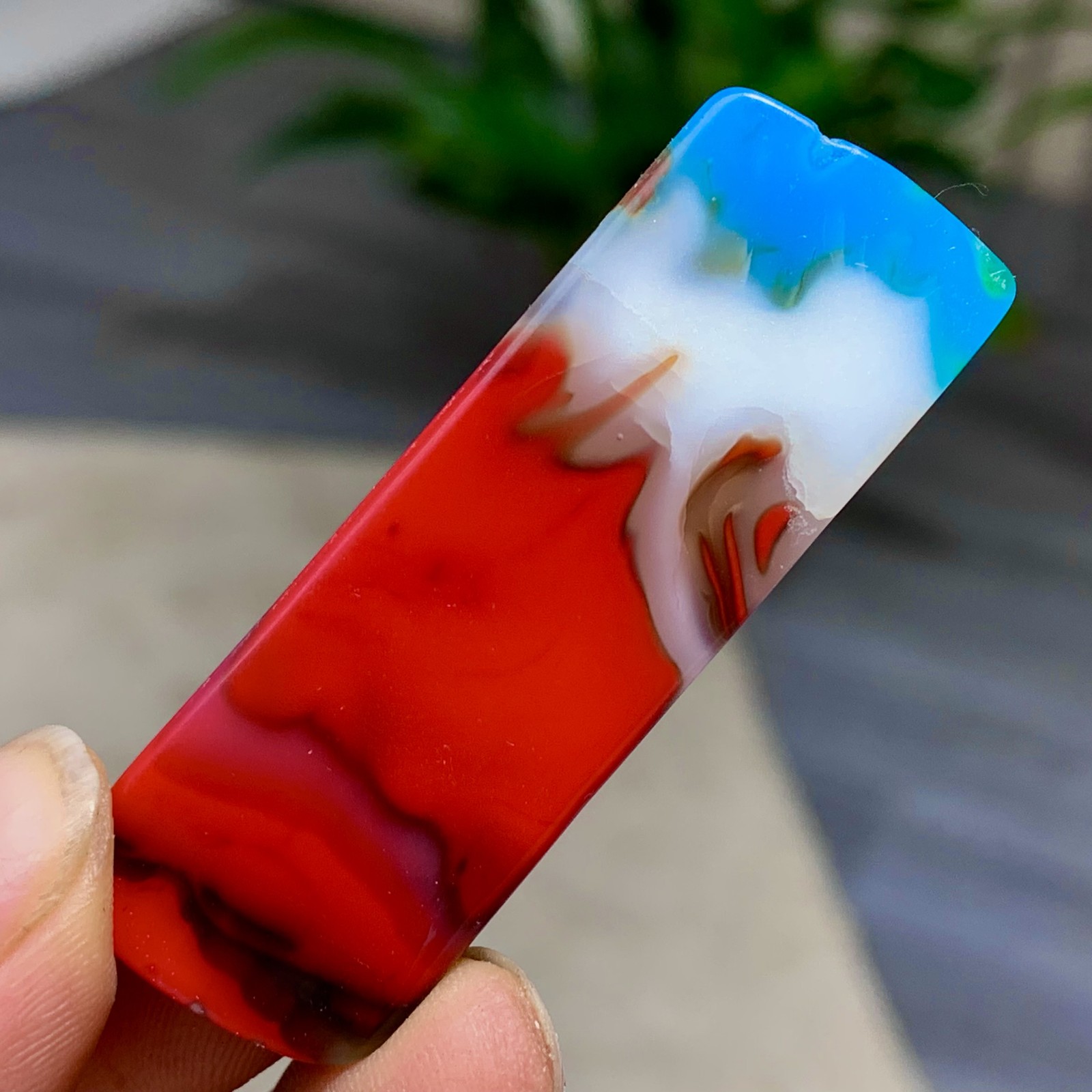 27G Natural NanHong Agate block multicolored Pattern Cabochon mineral Crystal