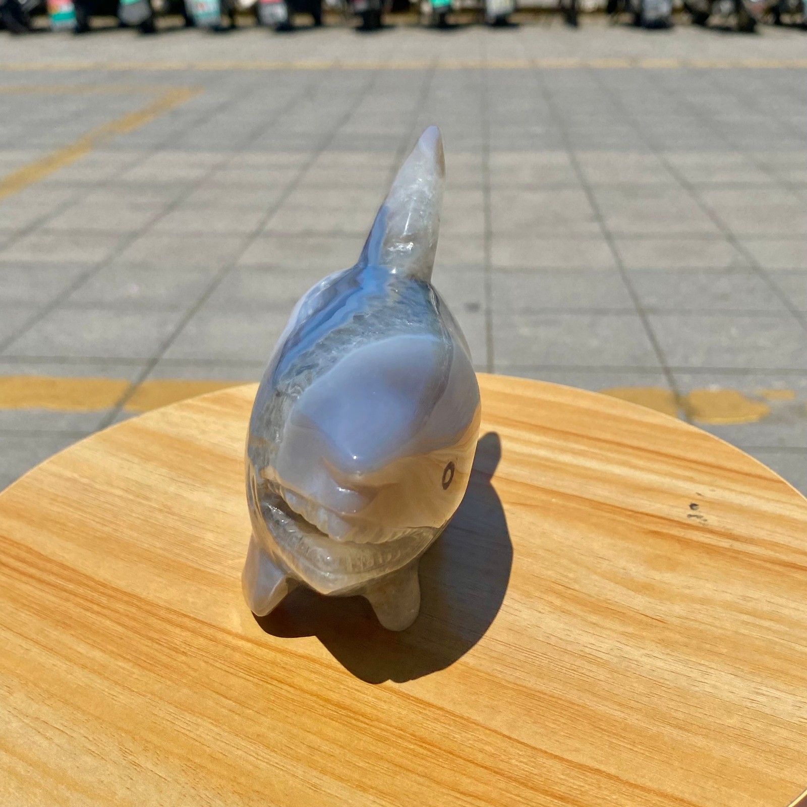 1.8LB Natural Agate Hand Carved Shark Figurine, Ocean Power Crystal Statue