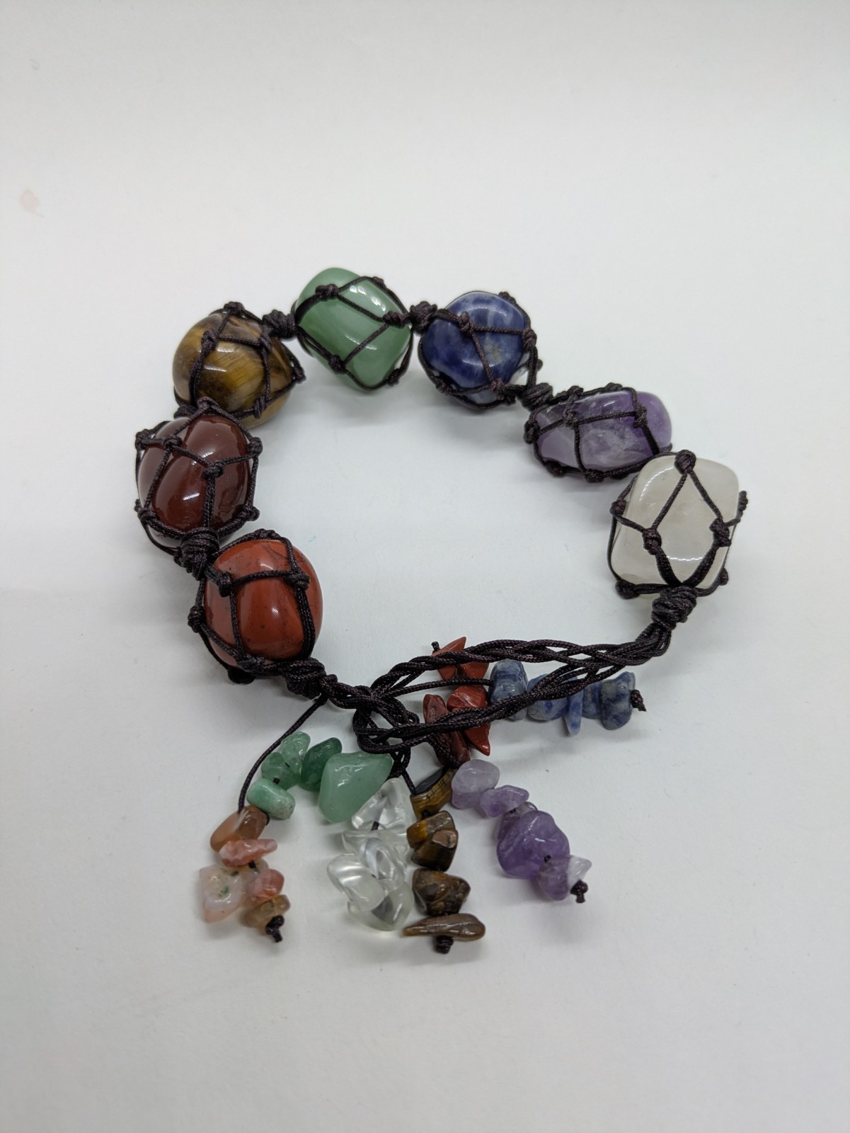 7 Chakra Tumbled Stones Large Crystal In A Net Healing Stones 26-27cm Chunky