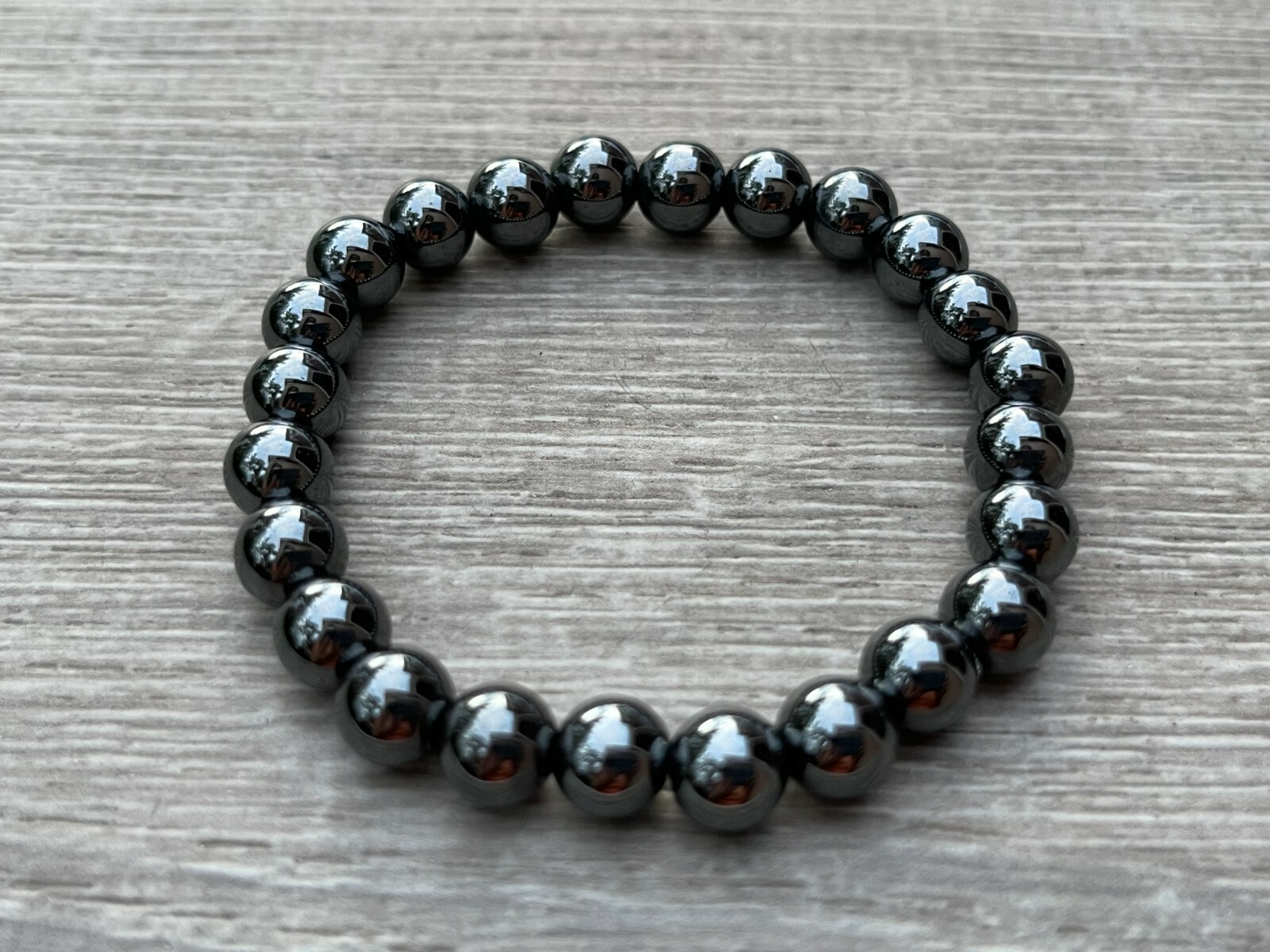 Grade A++ Hematite Crystal Bead Bracelet 8mm, Genuine Hematite Gemstone Bracelet