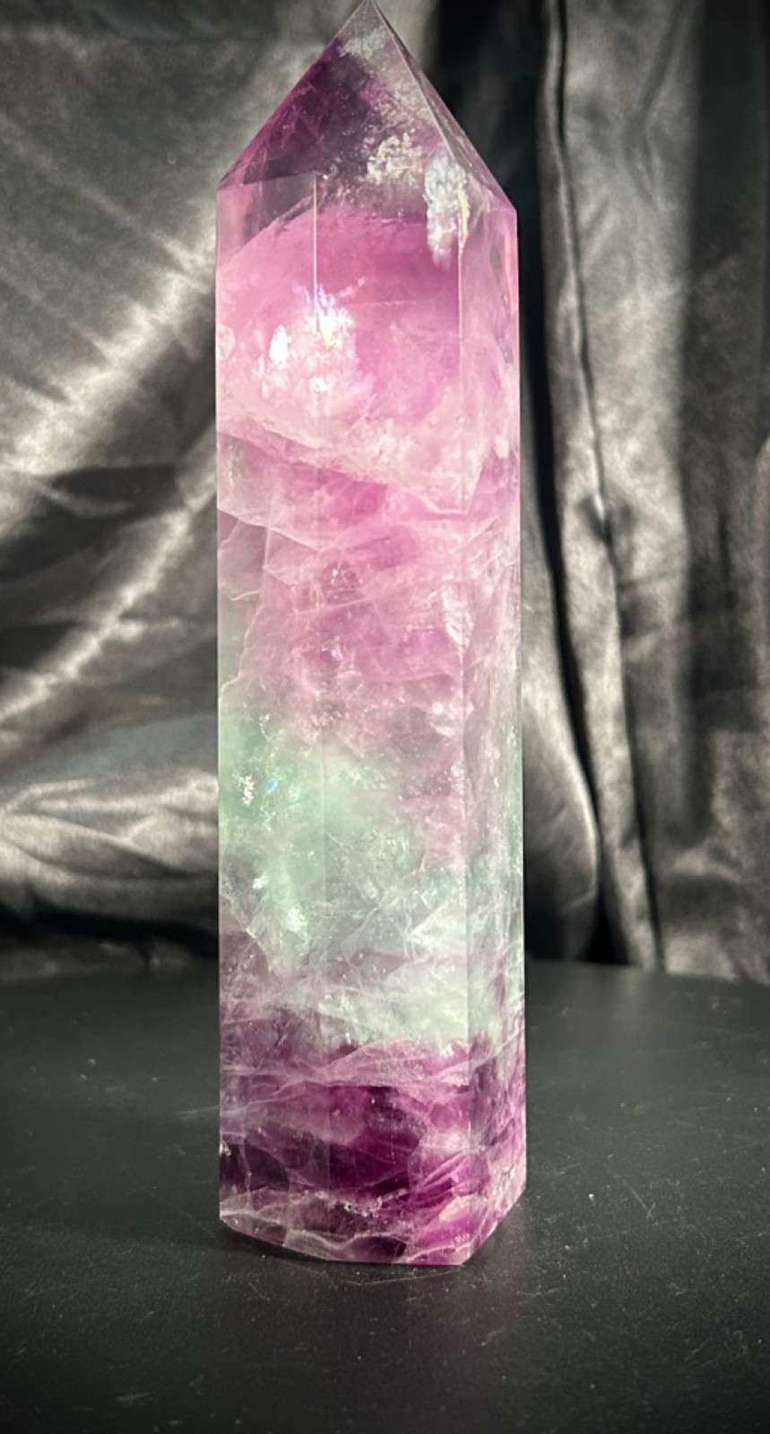 6.5″ Colorful Rainbow Fluorite Tower 1lb 4.1oz (570 grams)