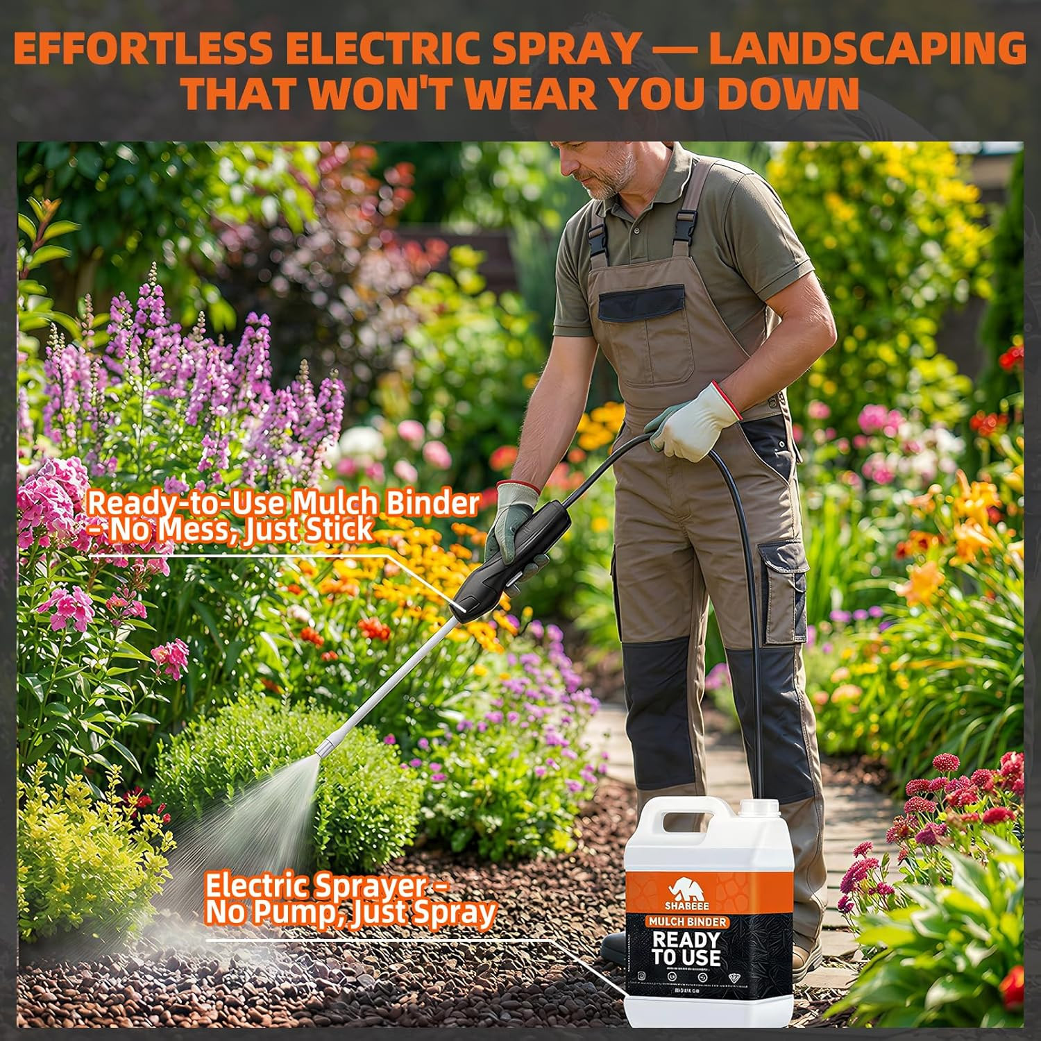 Ready to Use Mulch Binder with Electric Sprayer-1 Gallon Rock Glue for Landscapi