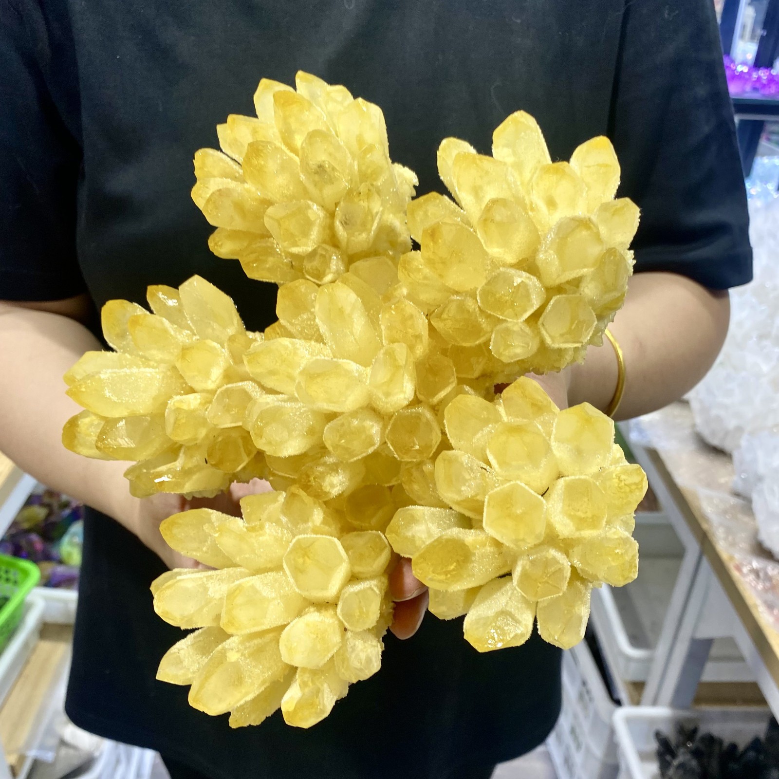 4.98LB Newly discovered yellow ghost quartz cluster mineral sample-