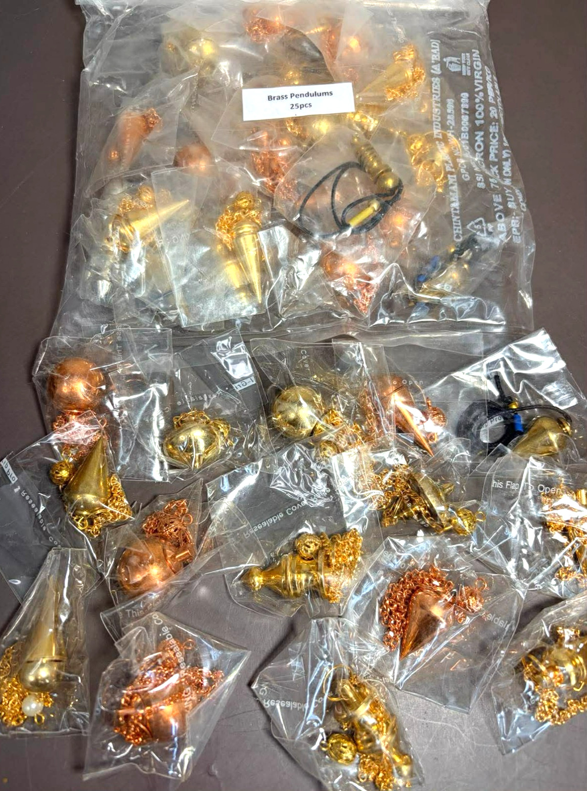 40 Brass Pendulums Bulk Resale Lot Mixed Shapes NOS