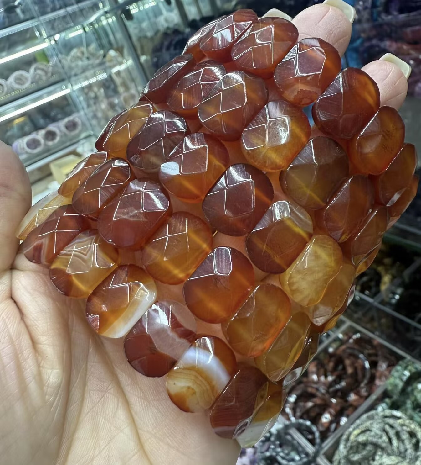 Natural crystal gemstone agate jade oval cut bracelet Healing for Health 11*15mm