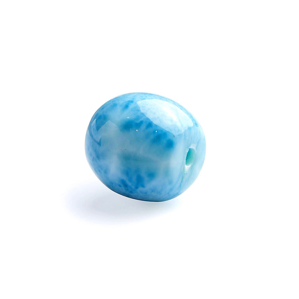 Genuine Natural Blue Larimar Water Pattern Barrel Pendant Adult Collector’s Item