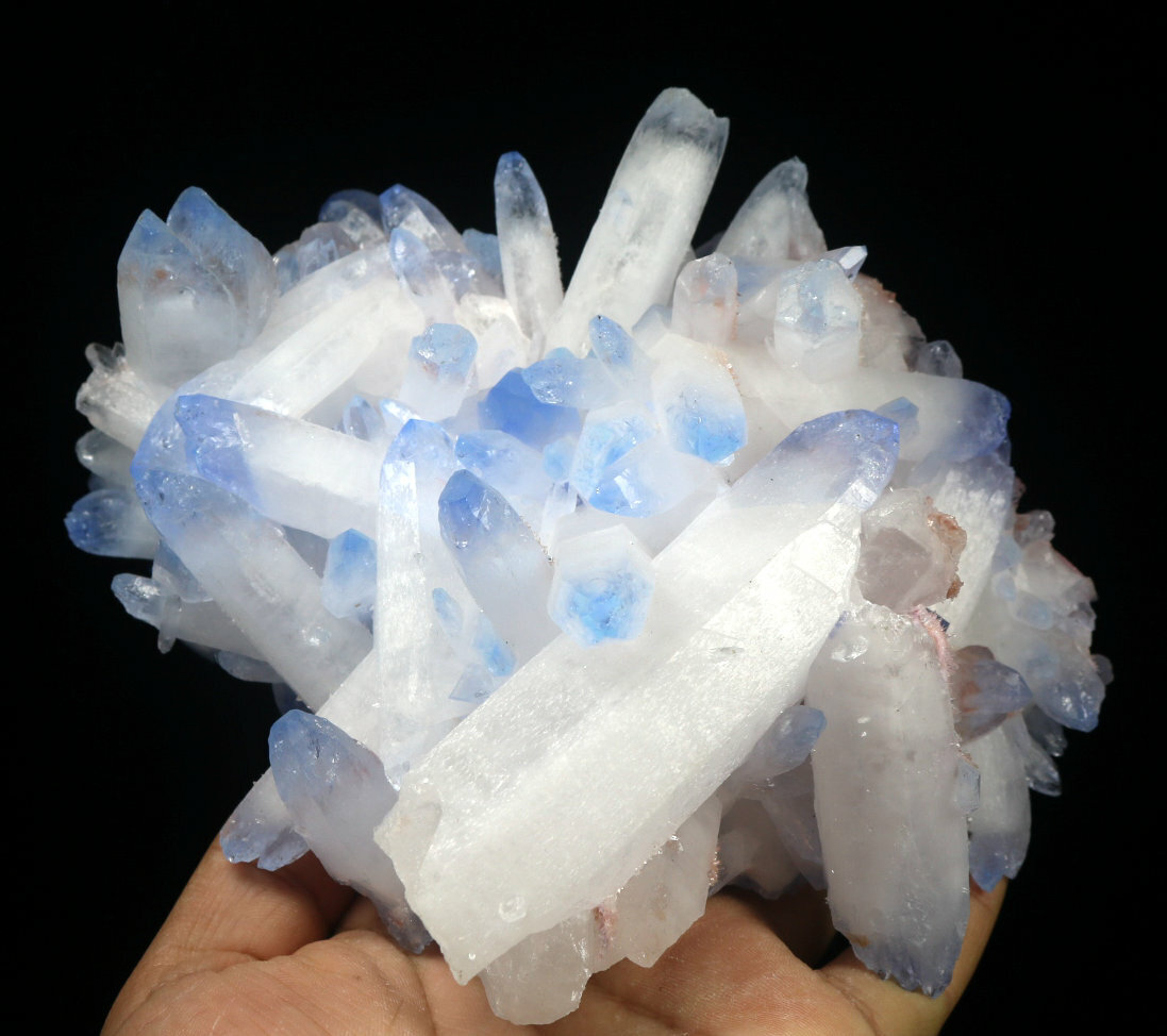 2.46lb Rare Beatiful Blue Tibetan Ghost phantom Quartz Crystal Cluster Specimen