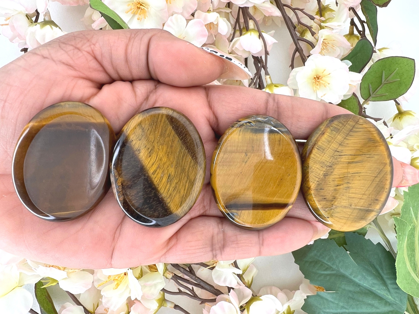 Tiger’s Eye Oval Shaped Worry Stone – 1.75″ Tiger’s Eye Worry Stone – 45MM