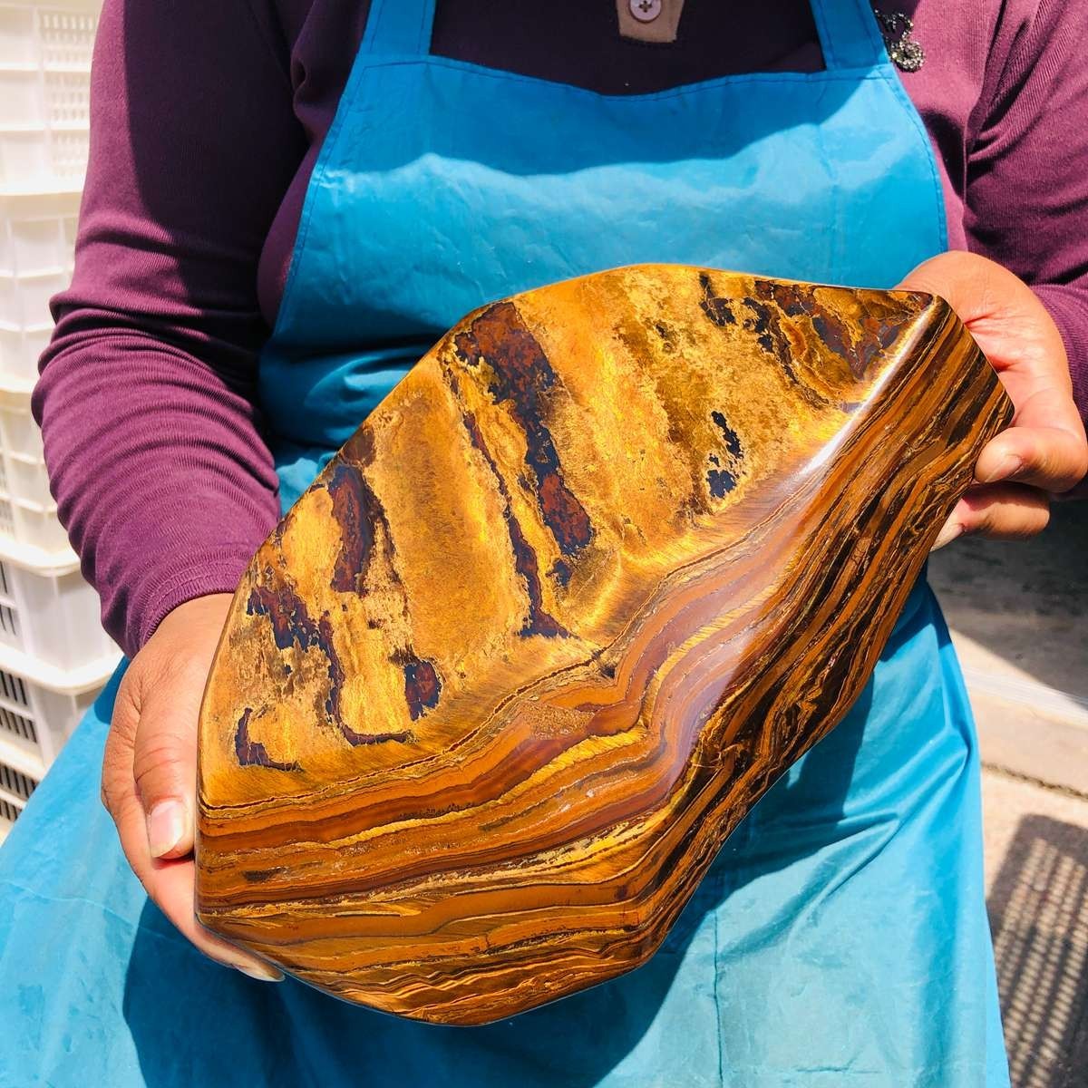 8.99 LB Natural Tiger Eye Polished Specimen Home Decor Raw Healing Stone 5353