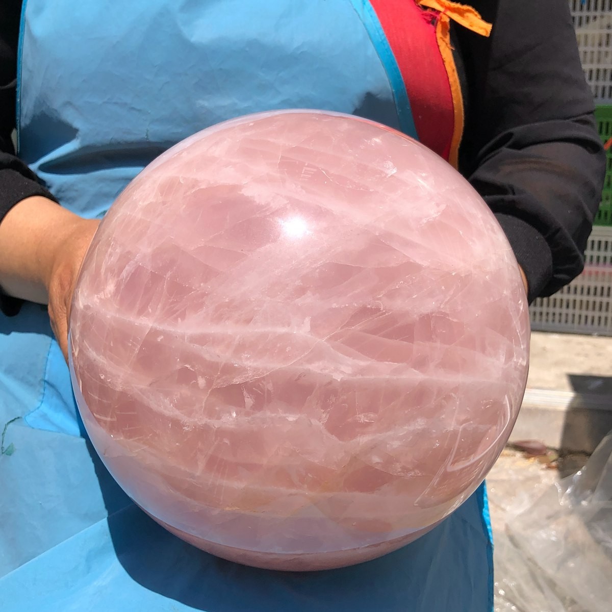 29.87LB Natura crystal Rose Quartz Sphere for Heart Chakra Balances Energy