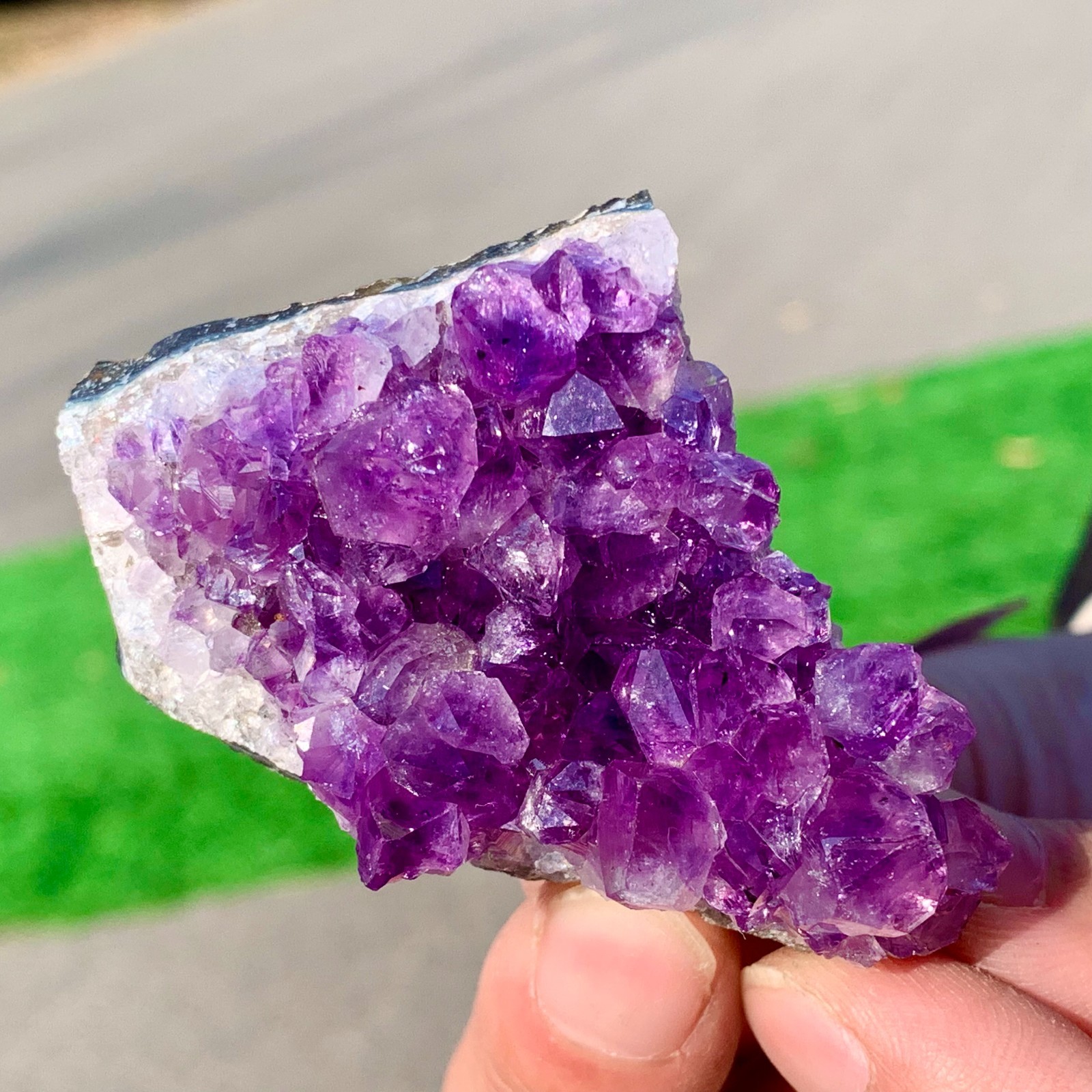 77G Natural Amethyst geode quartz cluster crystal specimen Healing A378