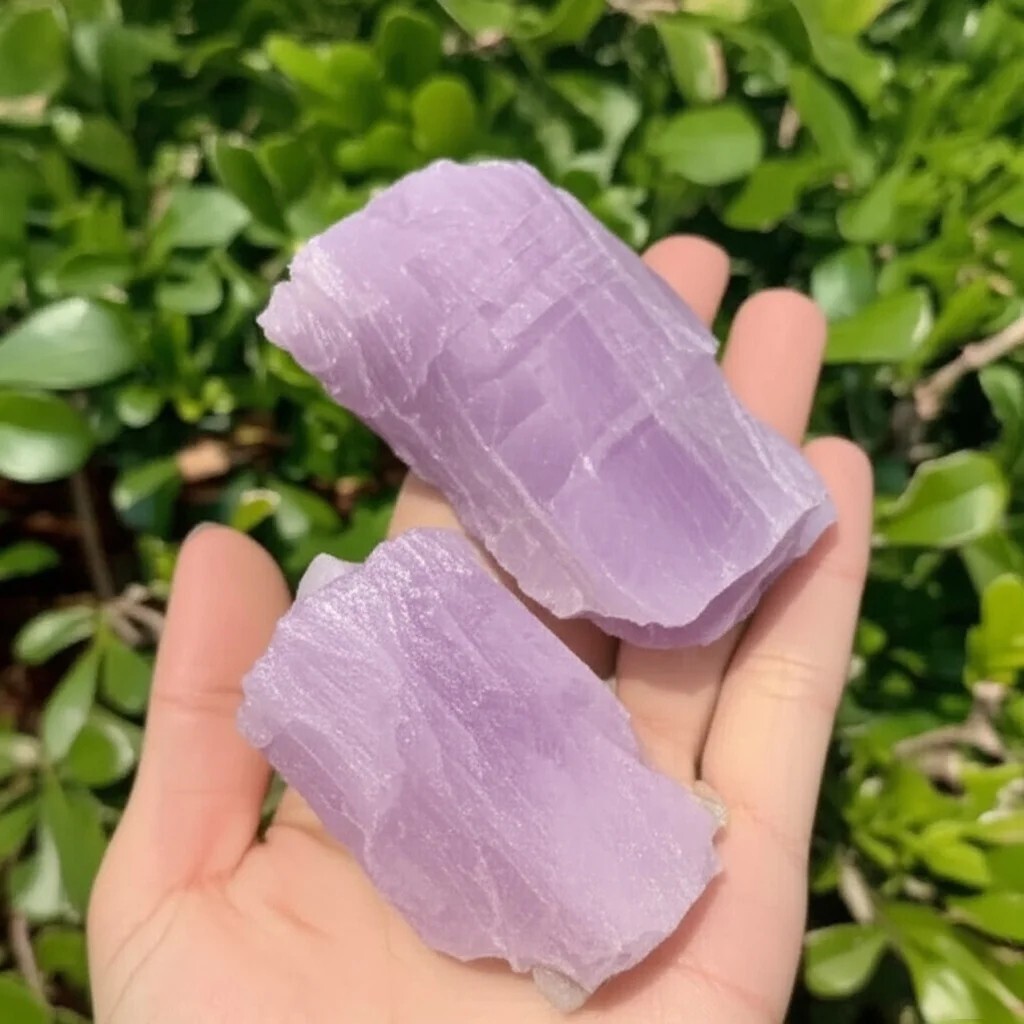 Natural Raw Kunzite Chunk Healing Purple Crystal Rough Mineral Specimen Gift 2PC