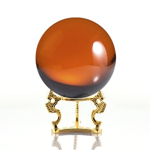 Crystal Ball Sphere for Feng Shui, Meditation, Decor, with Gold Dragon Stand.