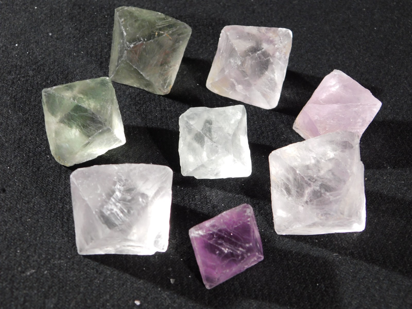 Big Lot of EIGHT! Translucent Octahedron FLUORITE Crystals From China 344gr