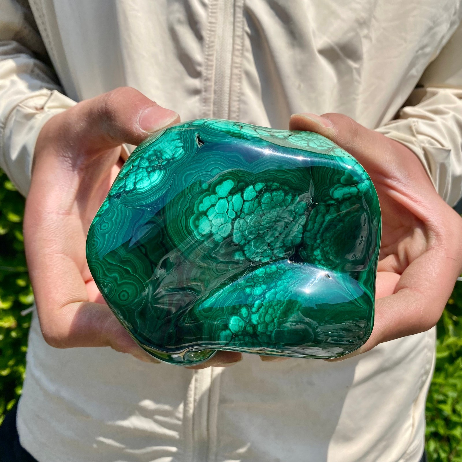 2.42LB Natural glossy Malachite transparent cluster rough mineral sample