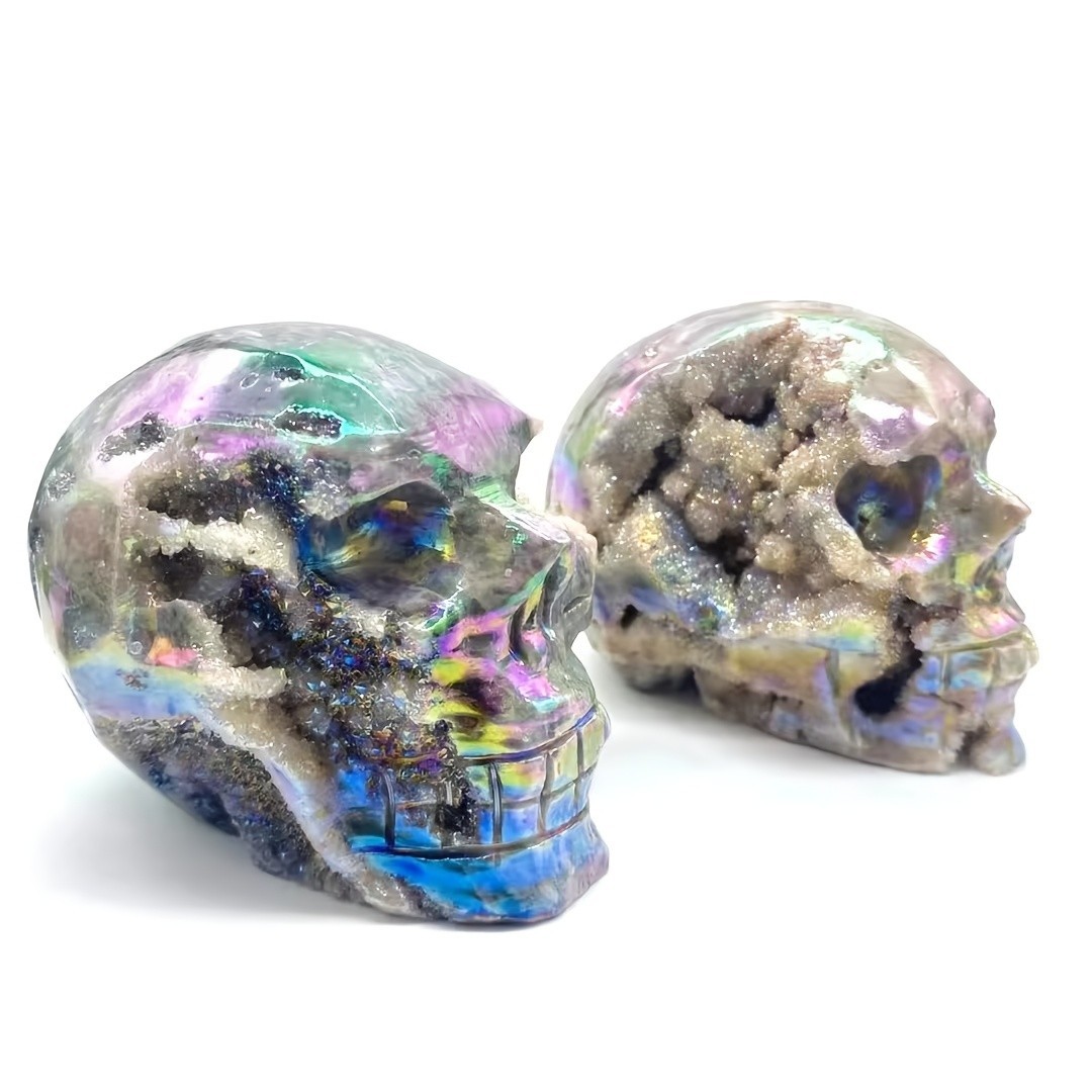 Large Aura Sphalerite Geode Skull Crystal Quartz Healing Decor Gift Random